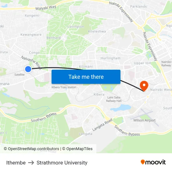 Ithembe to Strathmore University map