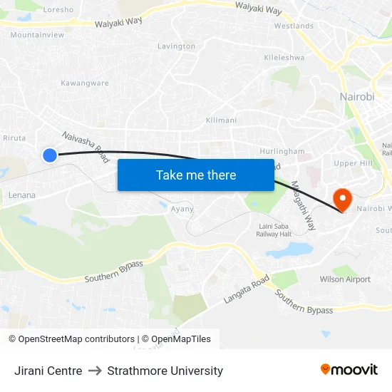 Jirani Centre to Strathmore University map