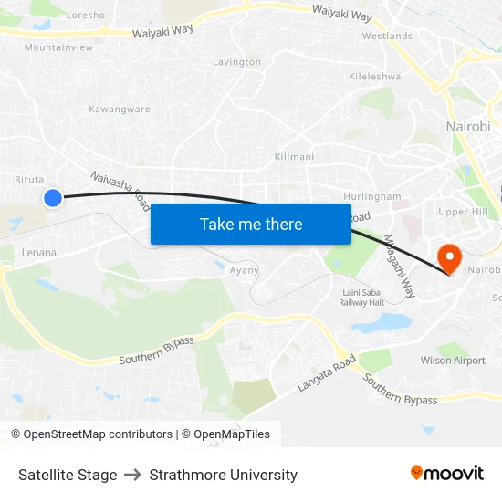 Satellite Stage to Strathmore University map