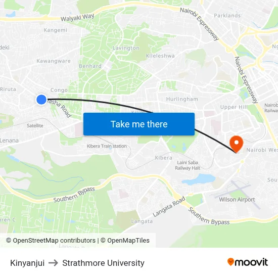 Kinyanjui to Strathmore University map