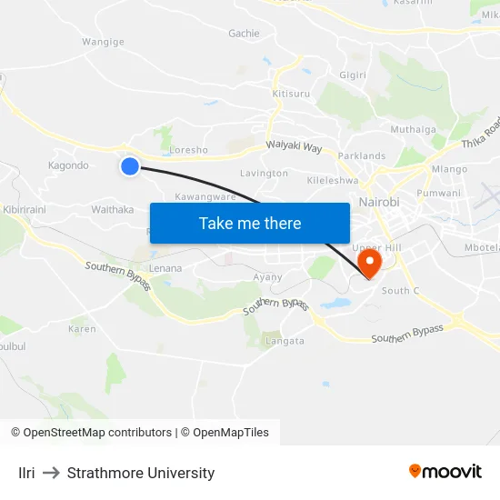 Ilri to Strathmore University map