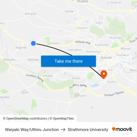 Waiyaki Way/Uthiru Junction to Strathmore University map