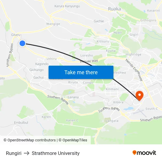 Rungiri to Strathmore University map