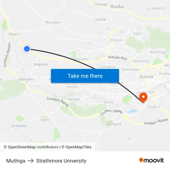 Muthiga to Strathmore University map