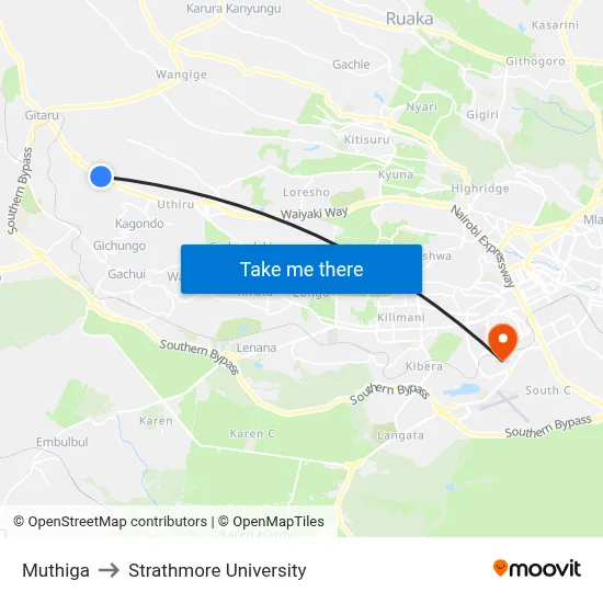 Muthiga to Strathmore University map