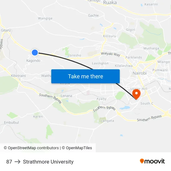 87 to Strathmore University map
