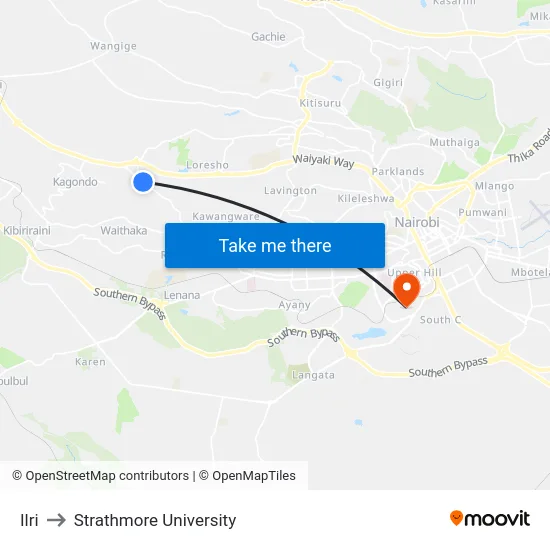 Ilri to Strathmore University map
