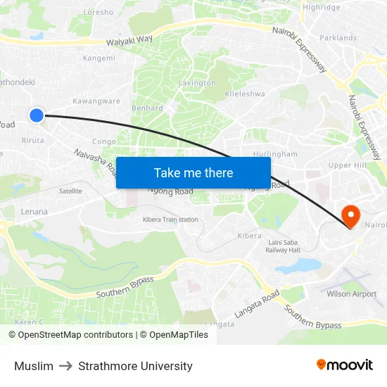 Muslim to Strathmore University map