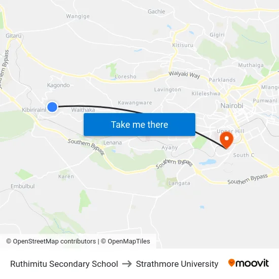 Ruthimitu Secondary School to Strathmore University map