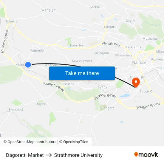 Dagoretti Market to Strathmore University map
