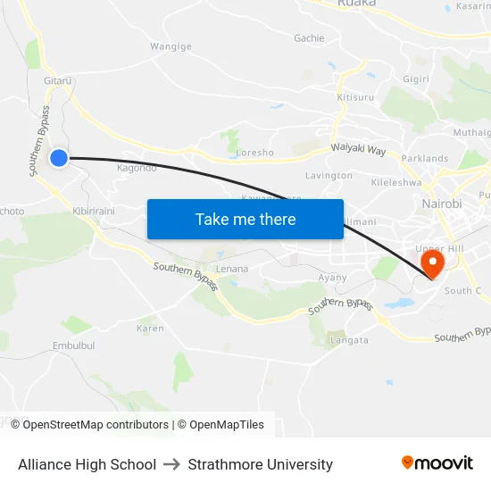 Alliance High School to Strathmore University map