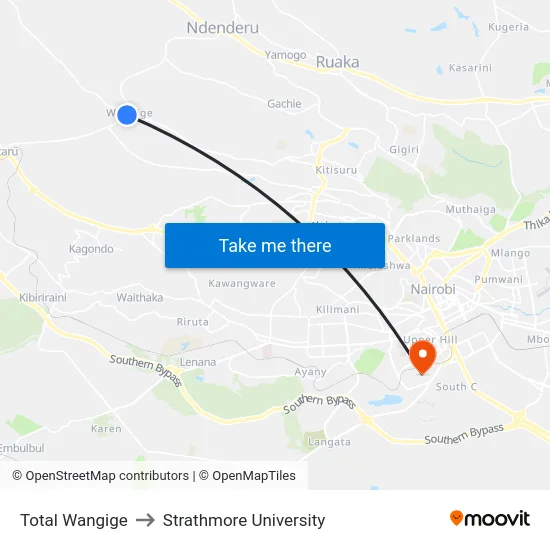 Total Wangige to Strathmore University map