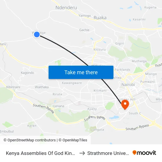 Kenya Assemblies Of God King'Eero to Strathmore University map