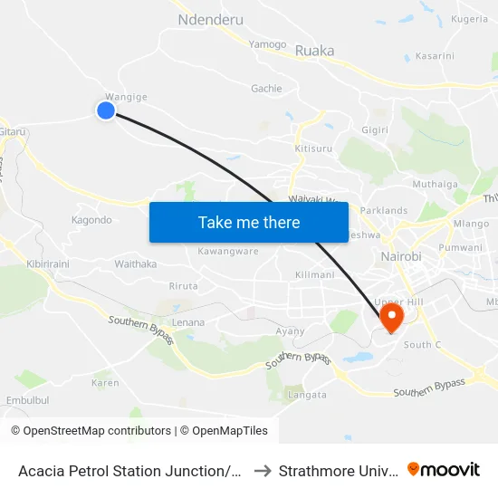 Acacia Petrol Station Junction/King'Eero to Strathmore University map