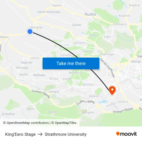 King'Eero Stage to Strathmore University map