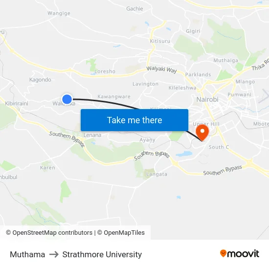 Muthama to Strathmore University map