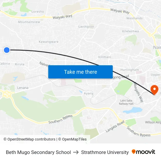 Beth Mugo Secondary School to Strathmore University map