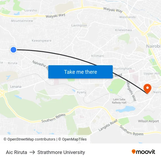 Aic Riruta to Strathmore University map
