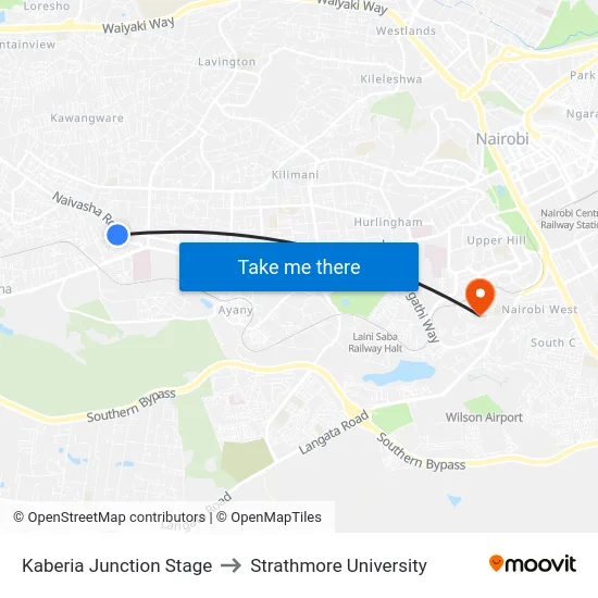 Kaberia Junction Stage to Strathmore University map