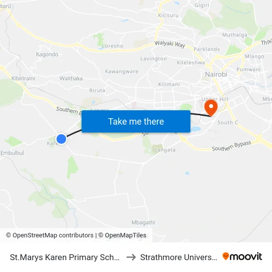 St.Marys Karen Primary School to Strathmore University map