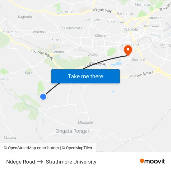 Ndege Road to Strathmore University map