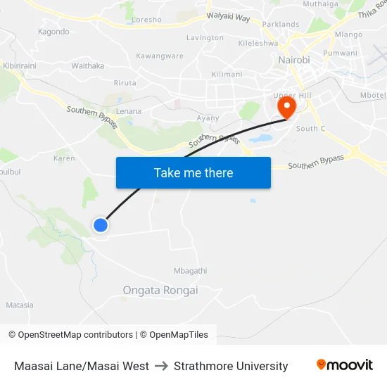 Maasai Lane/Masai West to Strathmore University map