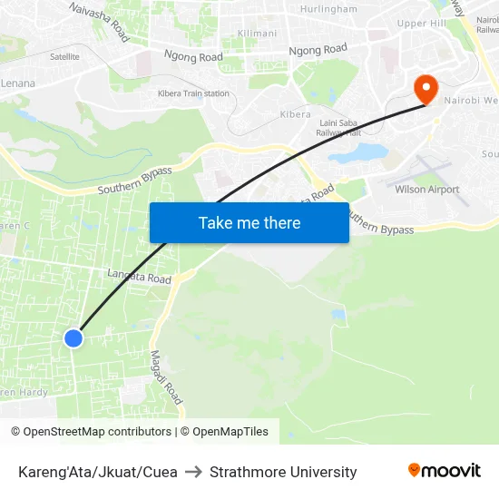 Kareng'Ata/Jkuat/Cuea to Strathmore University map