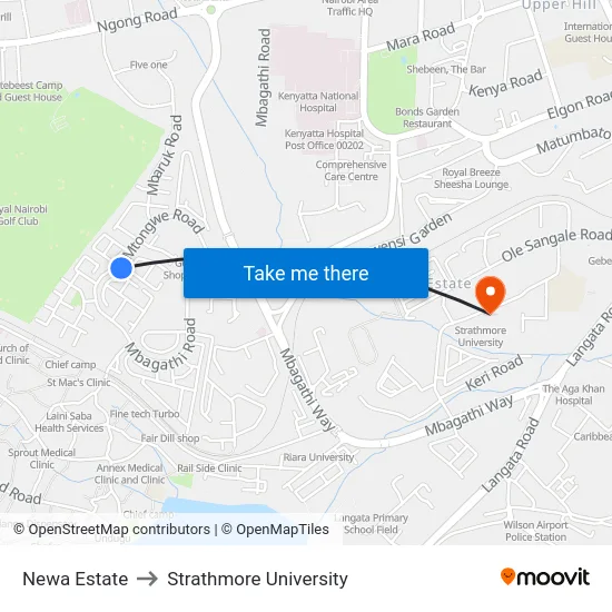 Newa Estate to Strathmore University map