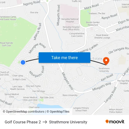 Golf Course Phase 2 to Strathmore University map
