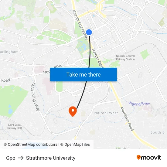 Gpo to Strathmore University map