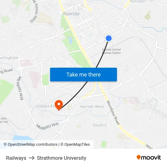 Railways to Strathmore University map