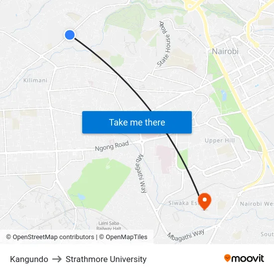 Kangundo to Strathmore University map
