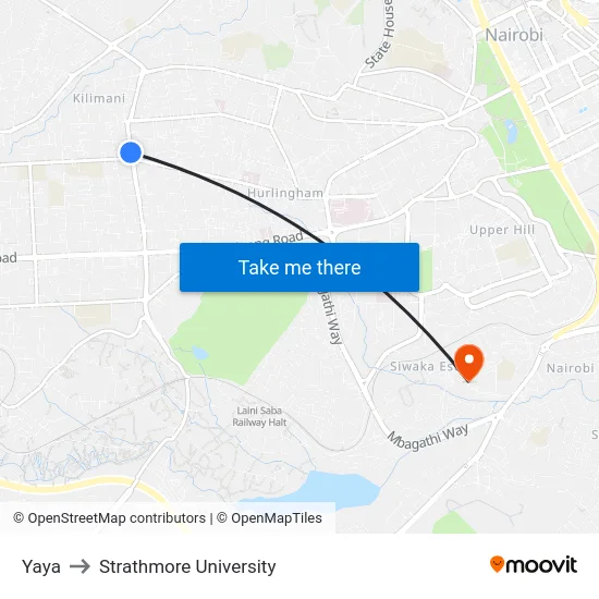 Yaya to Strathmore University map