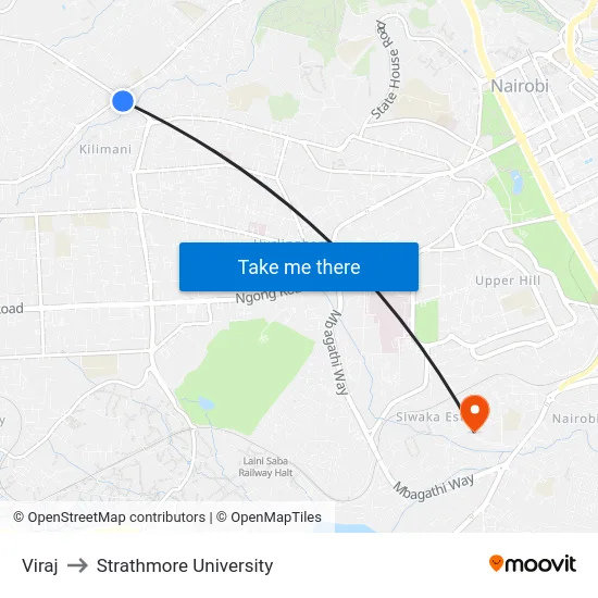 Viraj to Strathmore University map