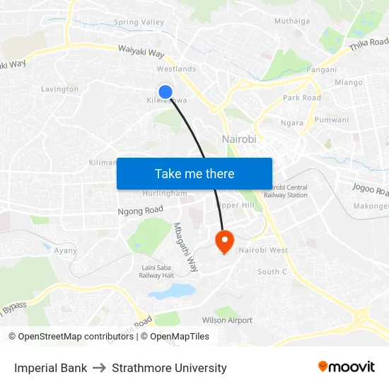 Imperial Bank to Strathmore University map