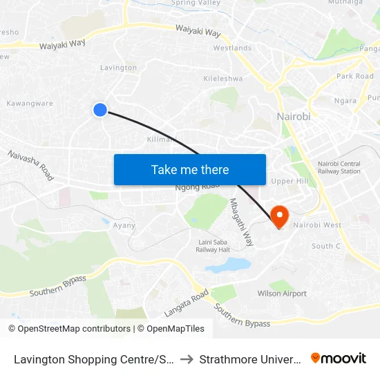 Lavington Shopping Centre/Shell to Strathmore University map