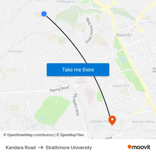 Kandara Road to Strathmore University map