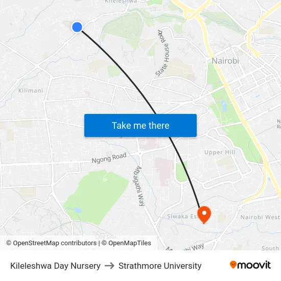Kileleshwa Day Nursery to Strathmore University map