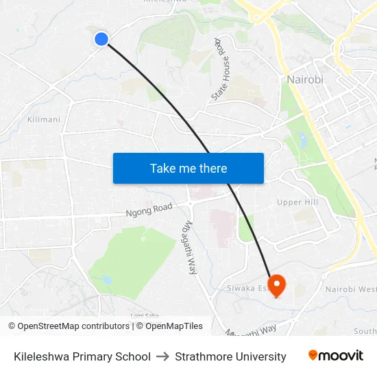 Kileleshwa Primary School to Strathmore University map