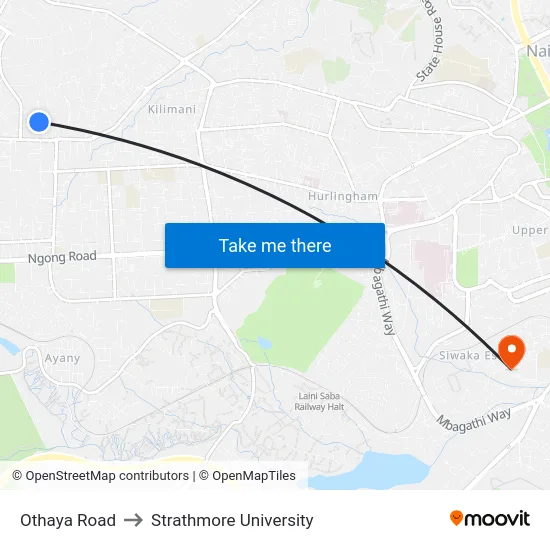 Othaya Road to Strathmore University map