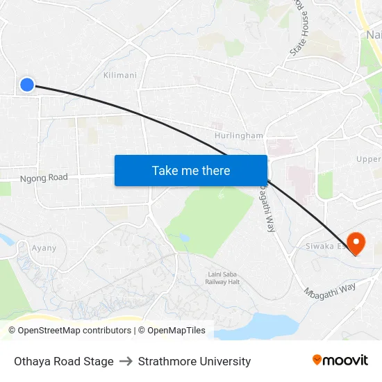 Othaya Road Stage to Strathmore University map
