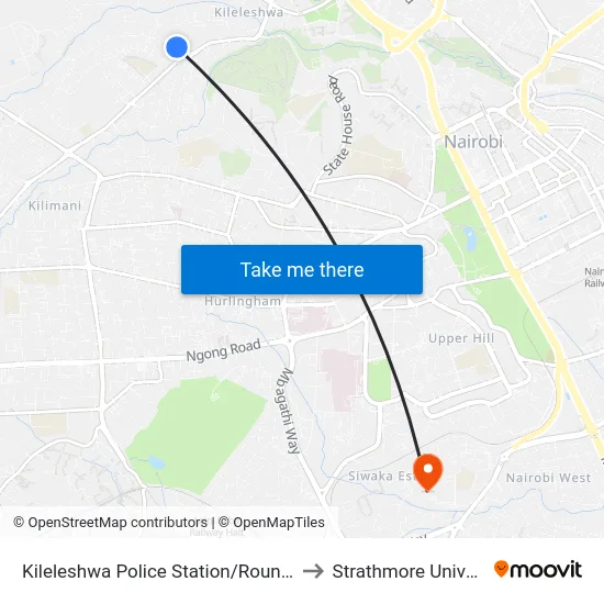 Kileleshwa Police Station/Roundabout to Strathmore University map
