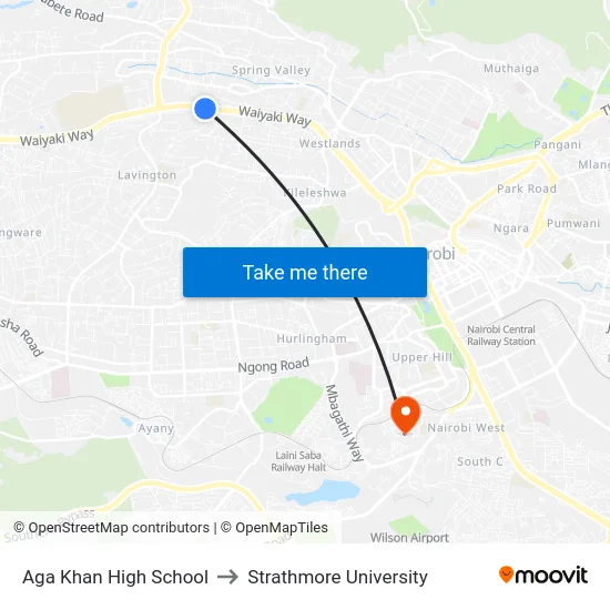 Aga Khan High School to Strathmore University map