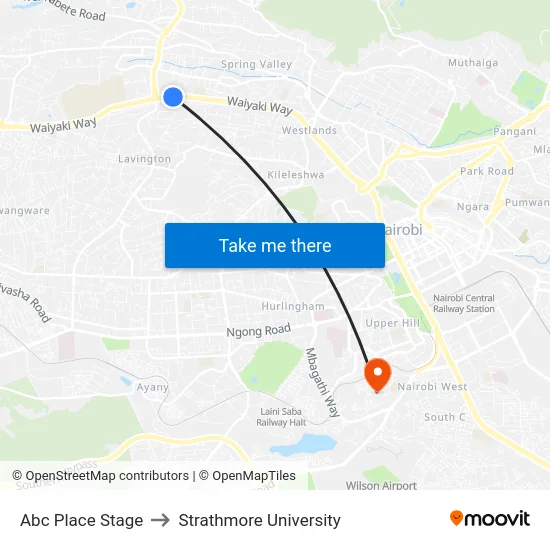 Abc Place Stage to Strathmore University map
