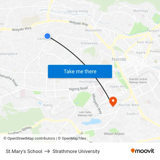 St.Mary's School to Strathmore University map