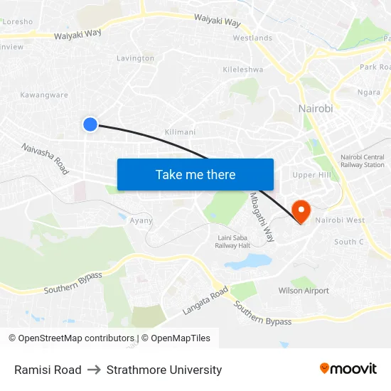 Ramisi Road to Strathmore University map