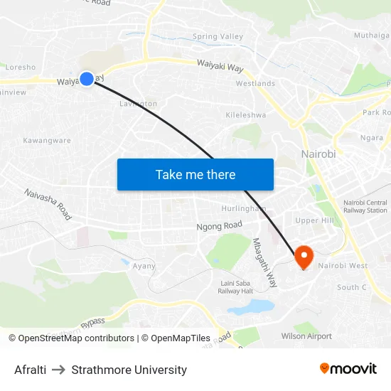 Afralti to Strathmore University map