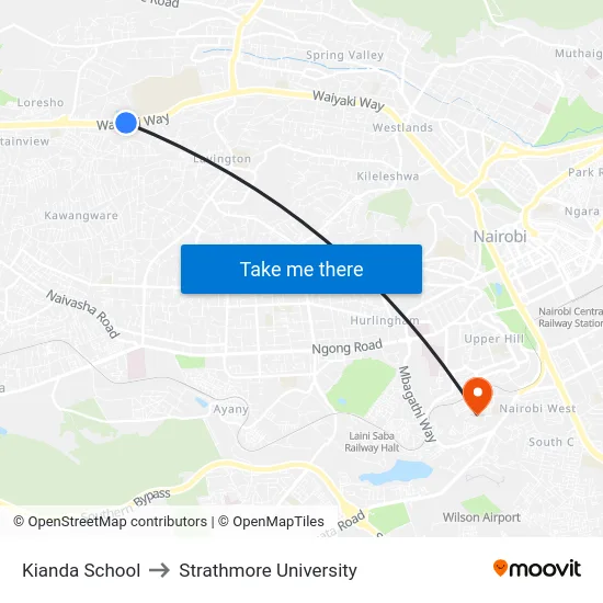 Kianda School to Strathmore University map