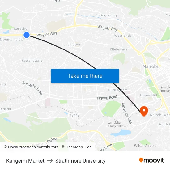Kangemi Market to Strathmore University map