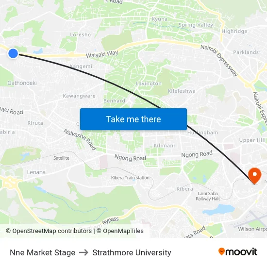 Nne Market Stage to Strathmore University map